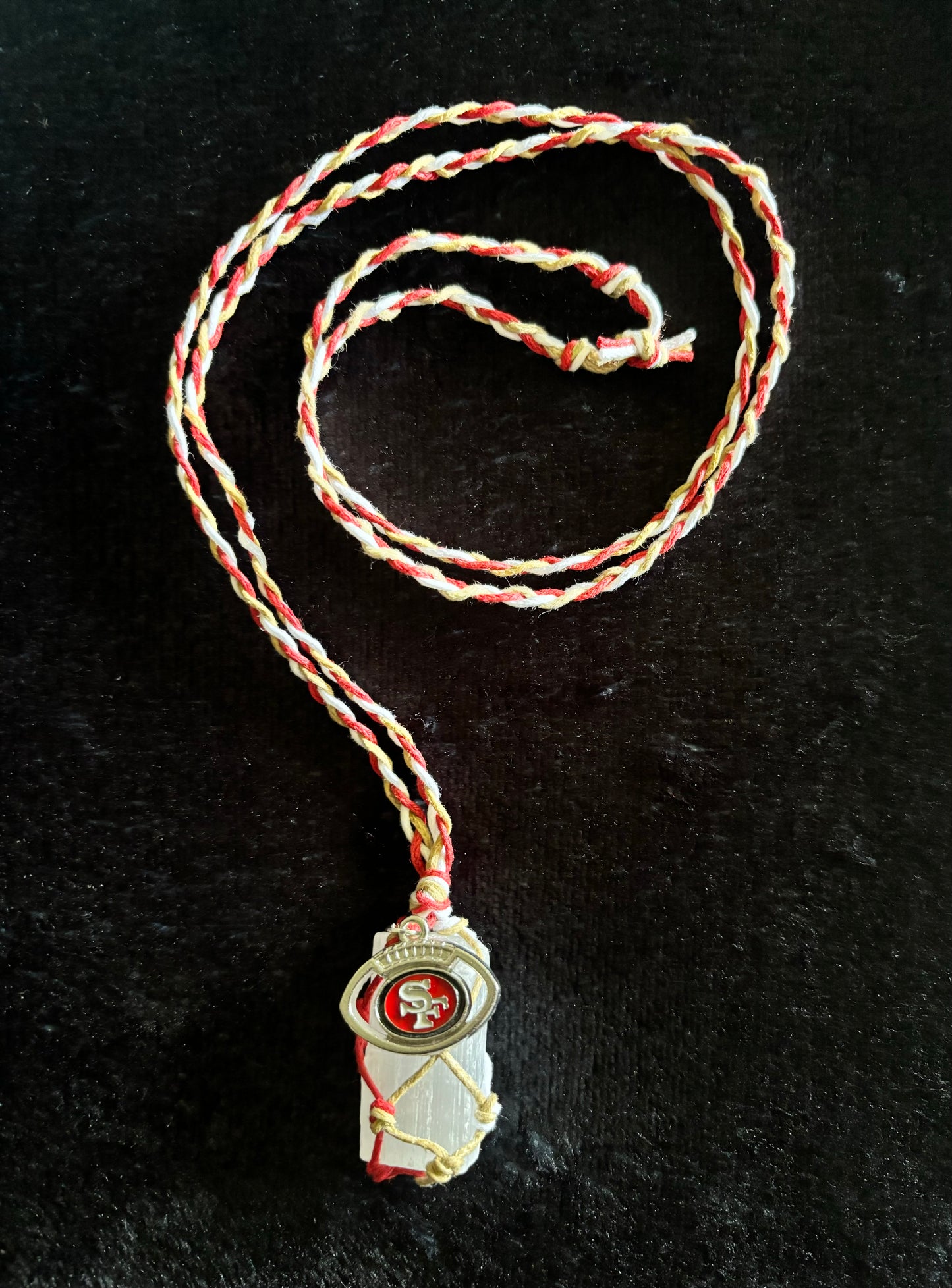Macrame Selenite Necklace-49ers