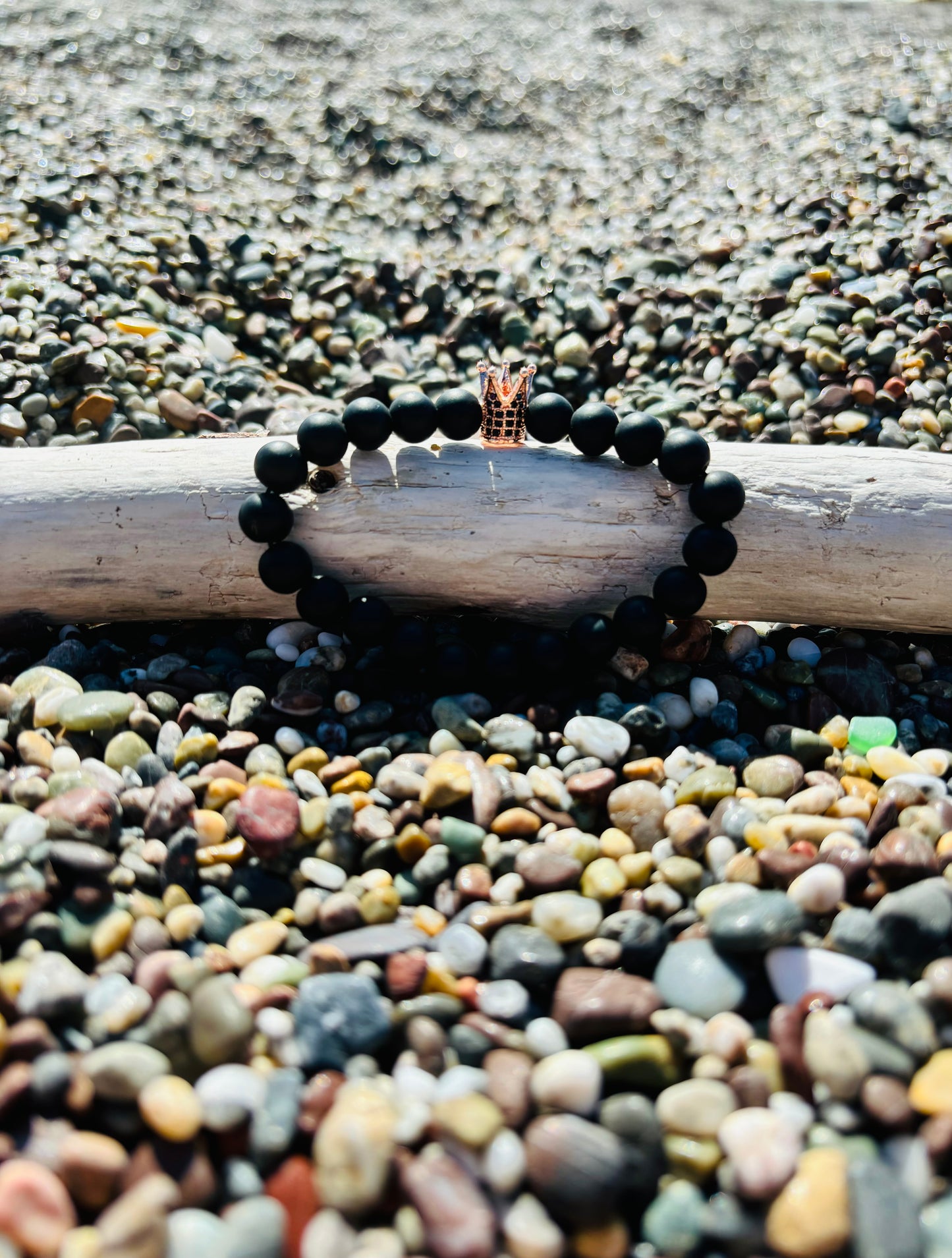 Matte Black Onyx Crown Bracelet (8mm)