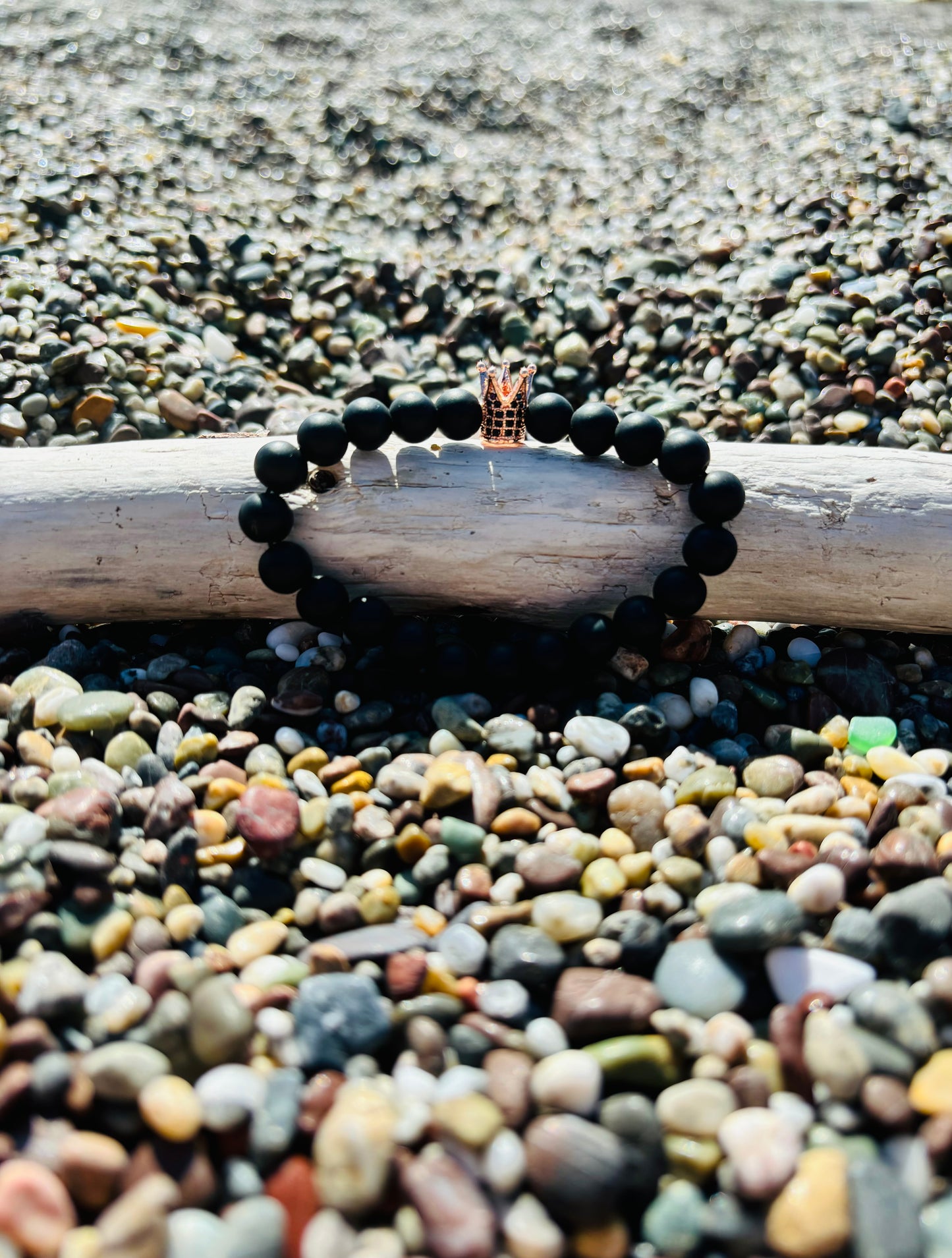 Matte Black Onyx Crown Bracelet  (8mm)